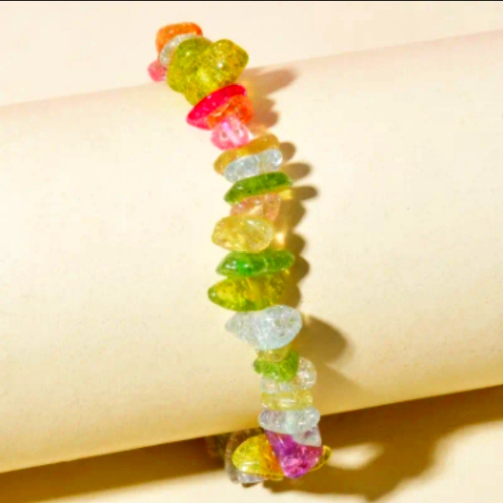 Womens Chakra Multicolor Crystal Natural Stone Bracelet